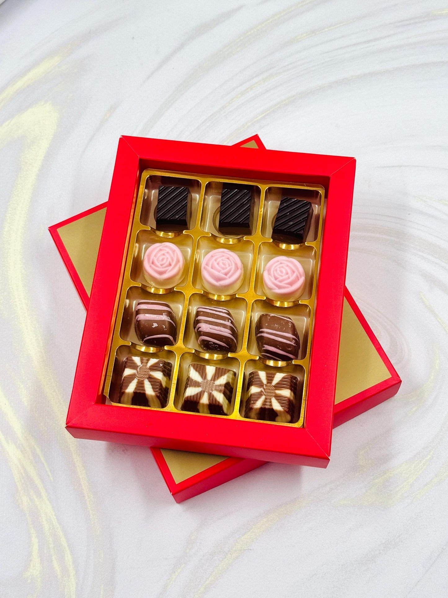 Artisan Chocolates Gift Red Box, Personalized Mother’s Day Chocolate GiftBirthday Chocolete Gift, Handmade Chocolate Trufless