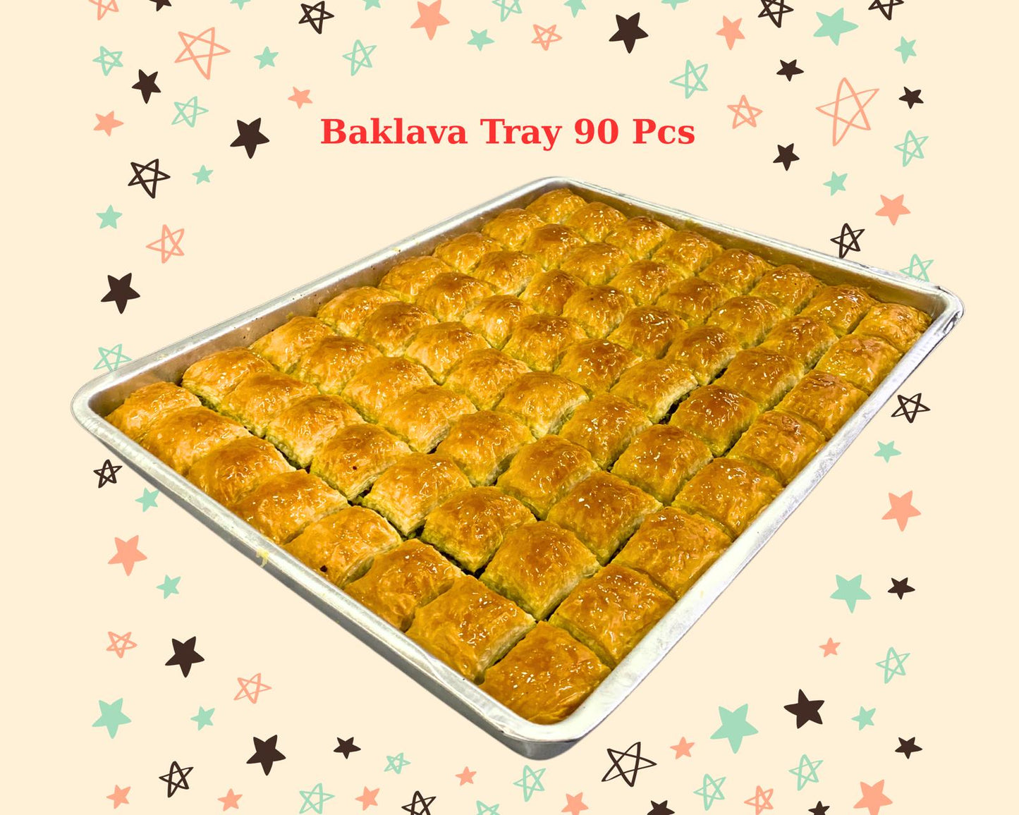 Turkish Baklava With Pistachio Tray 90 Piece, Wedding Favors